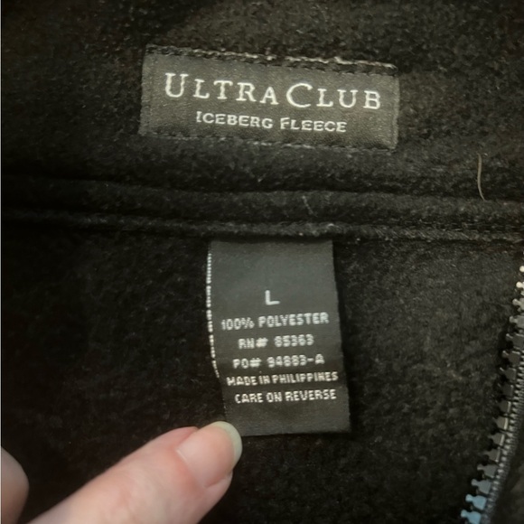 UltraClub Men’s Iceberg Fleece Black Full Zip Up Jacket - Picture 5 of 5